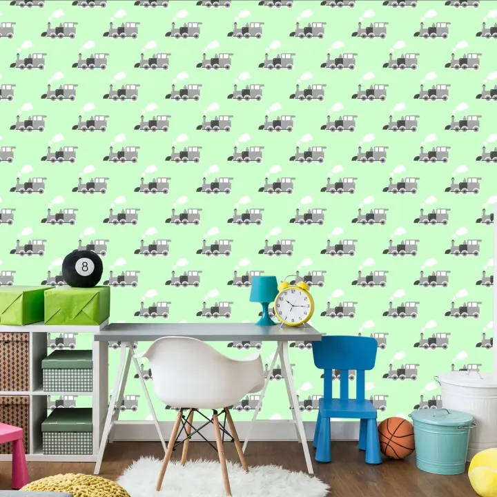 Tapeta Bajkowe Parowozy Retro – Kolejowa Ilustracja w Stylu Vintage