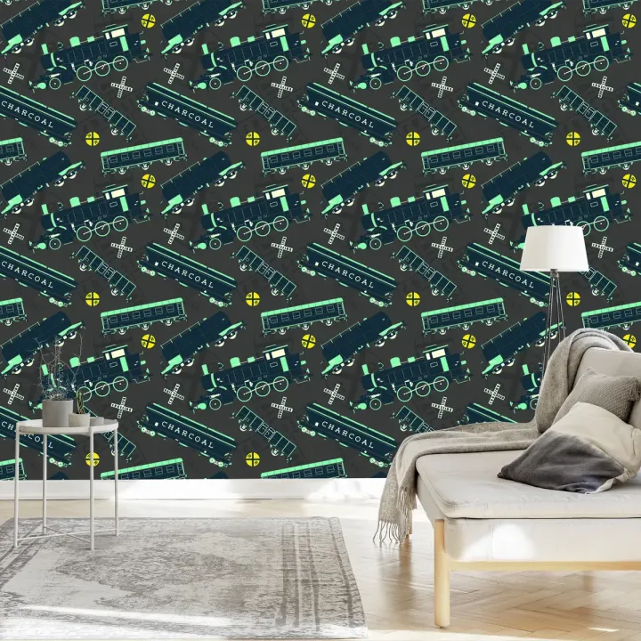 Tapeta Kolorowe Parowozy – Kolejowa Nostalgia w Stylu Vintage