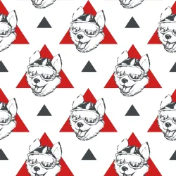 Tapeta Psy i Trójkąty – Abstrakcja Geometryczna Pop-Art