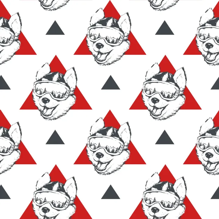 Tapeta Psy i Trójkąty – Abstrakcja Geometryczna Pop-Art – produkt