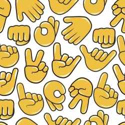 Tapeta Emotikony Dłoni – Gesty i Komunikacja Niewerbalna w Stylu Pop-Art