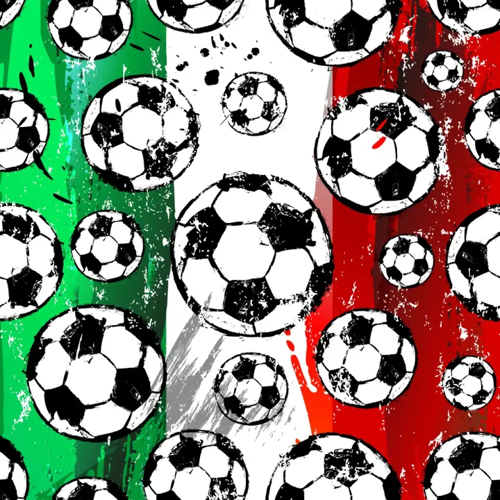 Tapeta Piłki Na Tle Włoskich Barw – Flaga Włoch i Motyw Sportowy – produkt