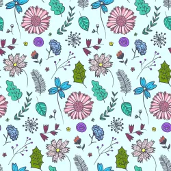 Tapeta Dla Dzieci – Kwiaty, Liście i Jagody w Botanicznym Motywie