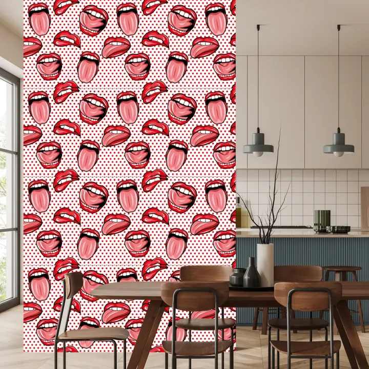 Tapeta Usta – Stylizowane Usta w Stylu Pop-Art