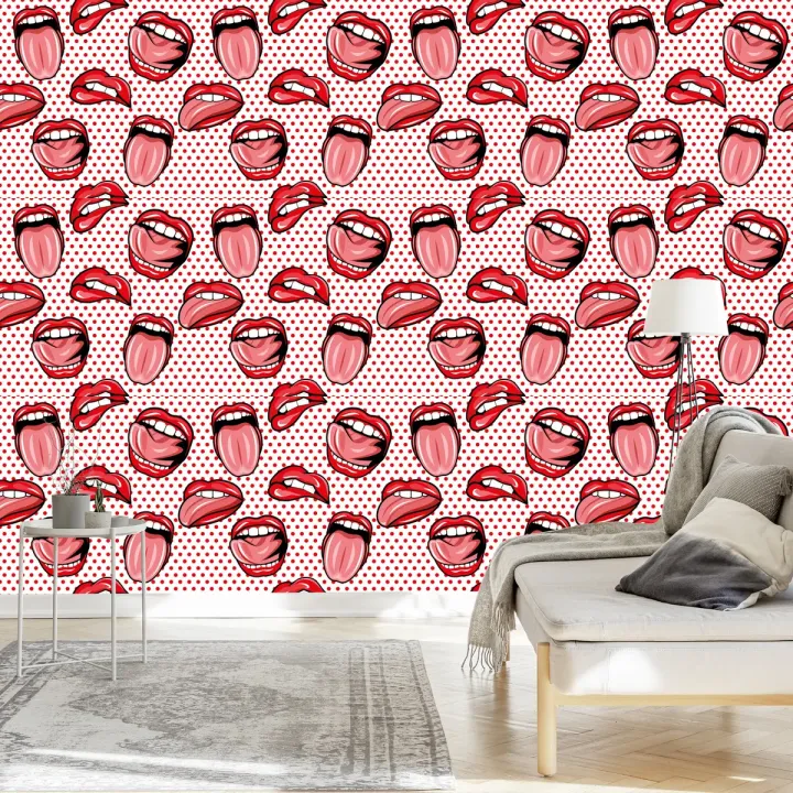 Tapeta Usta – Stylizowane Usta w Stylu Pop-Art