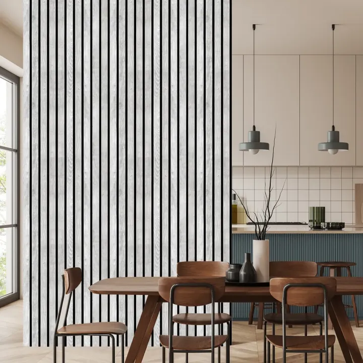 Tapeta Lamele – Geometryczna Imitacja Drewna w Monochromie