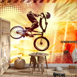 Fototapeta Rowerzysta – Dynamika Kolarstwa Górskiego w Skoku