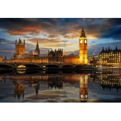 Fototapeta Londyn Nocą – Big Ben i Skyline nad Tamizą