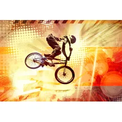 Fototapeta Rowerzysta – Dynamika Kolarstwa Górskiego w Skoku