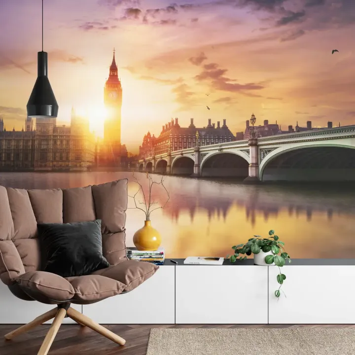 Fototapeta Londyn Big Ben – Panorama Westminsteru o Zachodzie Słońca