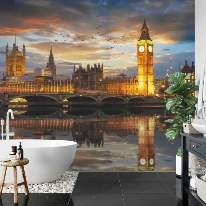 Fototapeta Londyn Nocą – Big Ben i Skyline nad Tamizą