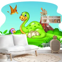 Fototapeta Dinozaury Na Polanie – Prehistoryczny Świat i Przyroda Jury