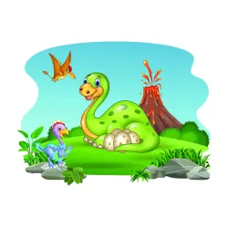 Fototapeta Dinozaury Na Polanie – Prehistoryczny Świat i Przyroda Jury