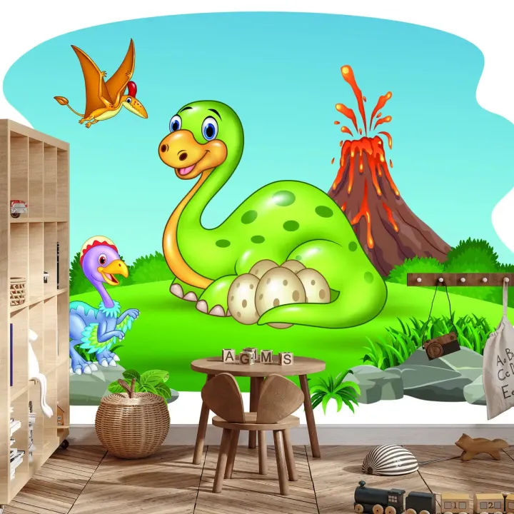 Fototapeta Dinozaury Na Polanie – Prehistoryczny Świat i Przyroda Jury