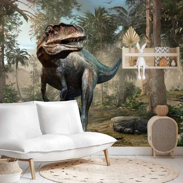 Fototapeta Dinozaur i Palmy – Prehistoryczny Las z Tyranozaurem
