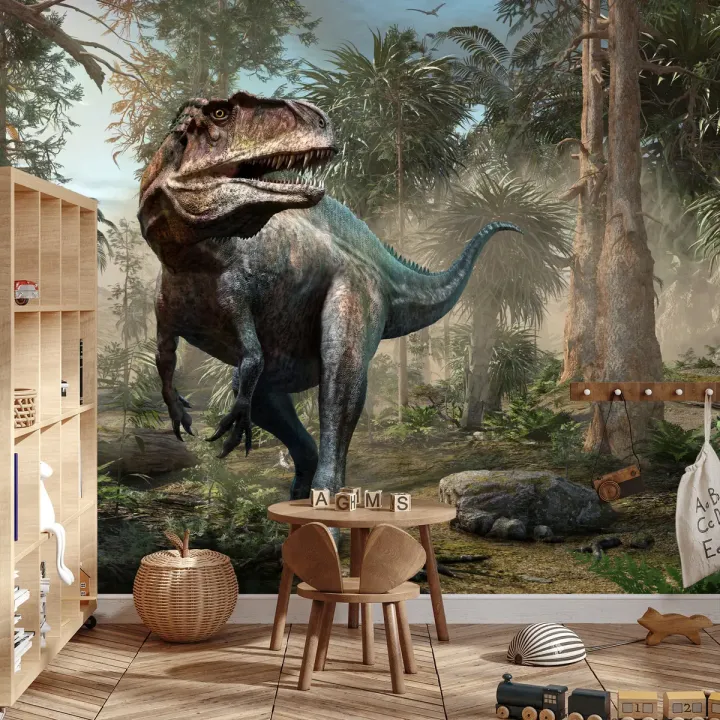 Fototapeta Dinozaur i Palmy – Prehistoryczny Las z Tyranozaurem