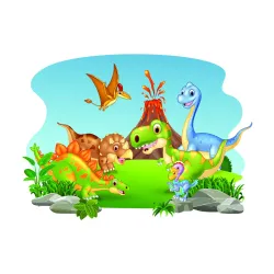 Fototapeta Wesołe Dinozaury – Prehistoryczna Przygoda w Erze Mezozoicznej