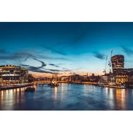 Obraz Wieloczęściowy Tamiza – Skyline Londynu o Zachodzie Słońca