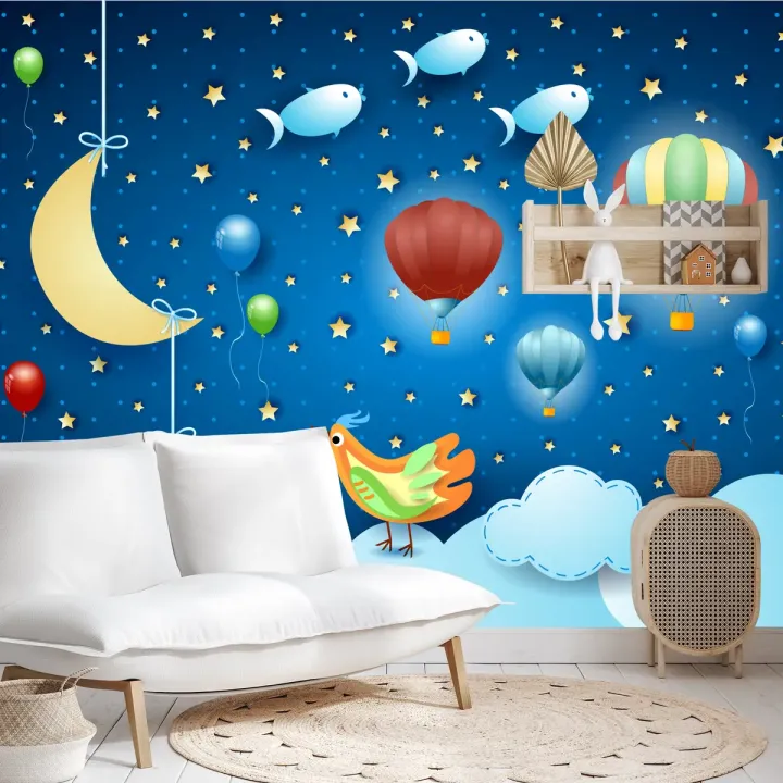 Fototapeta Magiczna Noc – Księżyc i Gwiazdy na Niebie