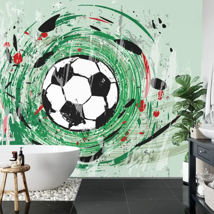Fototapeta Sportowa Piłka Nożna – Abstrakcyjna Grafika w Stylu Street Art
