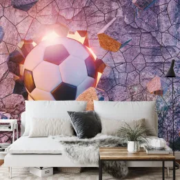 Fototapeta Sportowa 3D Piłka – Dynamika Futbolu na Ścianie