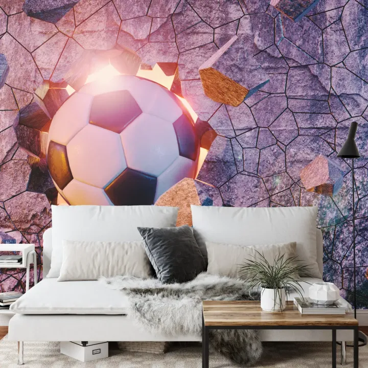 Fototapeta Sportowa 3D Piłka – Dynamika Futbolu na Ścianie