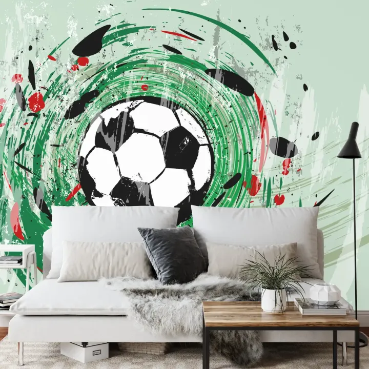 Fototapeta Sportowa Piłka Nożna – Abstrakcyjna Grafika w Stylu Street Art