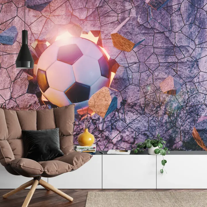 Fototapeta Sportowa 3D Piłka – Dynamika Futbolu na Ścianie