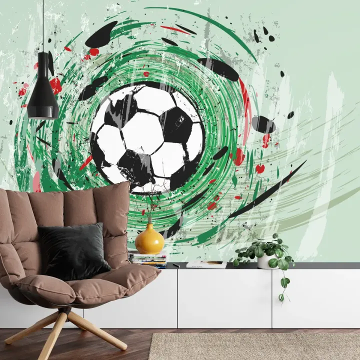 Fototapeta Sportowa Piłka Nożna – Abstrakcyjna Grafika w Stylu Street Art