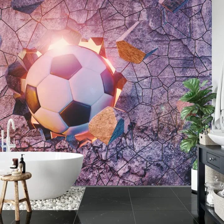 Fototapeta Sportowa 3D Piłka – Dynamika Futbolu na Ścianie