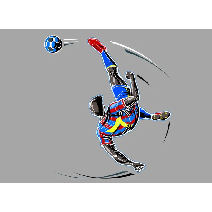 Fototapeta Piłkarz Robiący Przewrotkę – Dynamika Futbolu na Ścianie – produkt