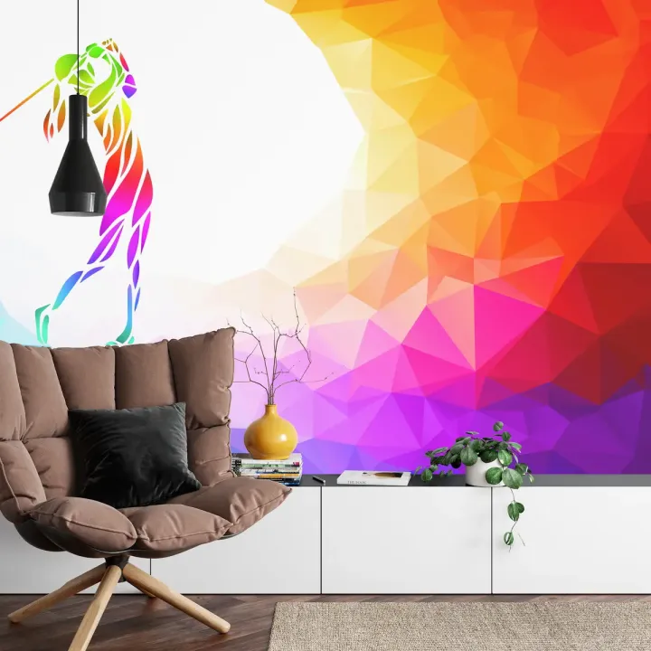 Fototapeta Abstrakcyjna Golfistka – Geometryczna Sylwetka w Stylu Sportowym
