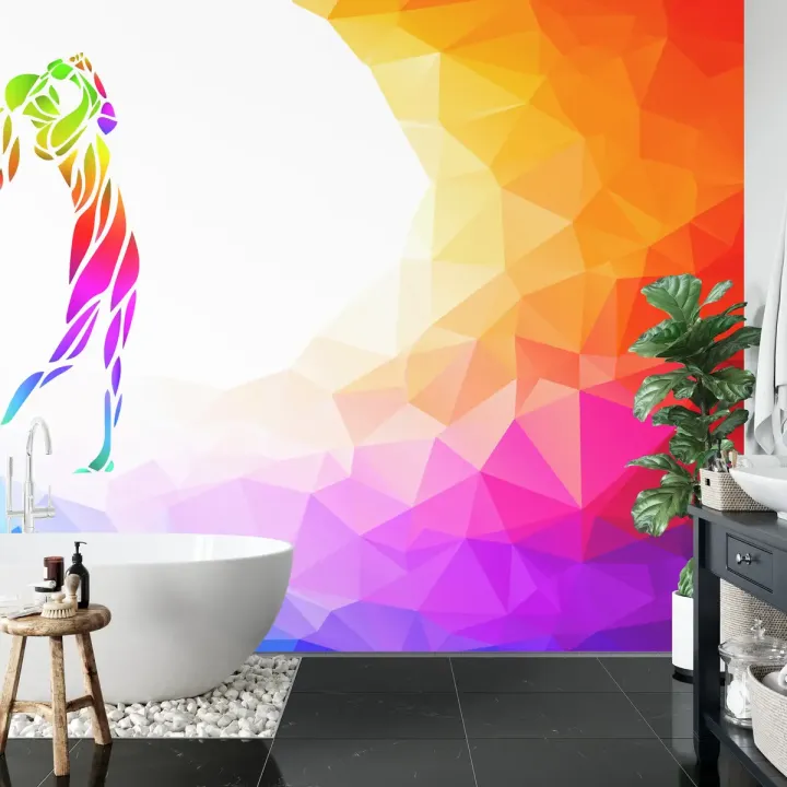 Fototapeta Abstrakcyjna Golfistka – Geometryczna Sylwetka w Stylu Sportowym