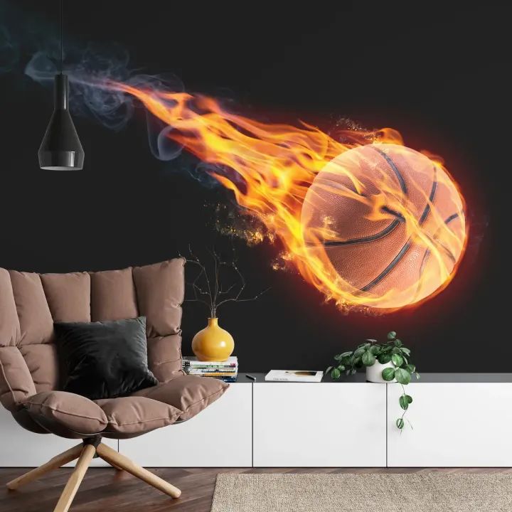 Fototapeta Ognista Piłka Koszykowa – Dynamiczna Energia Sportu