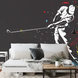 Fototapeta Malowany Golfista – Gracz na Polu Golfowym w Akcji