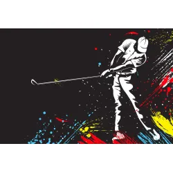 Fototapeta Malowany Golfista – Gracz na Polu Golfowym w Akcji