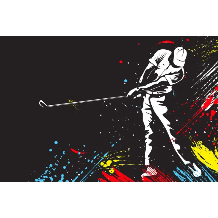 Fototapeta Malowany Golfista – Gracz na Polu Golfowym w Akcji – produkt