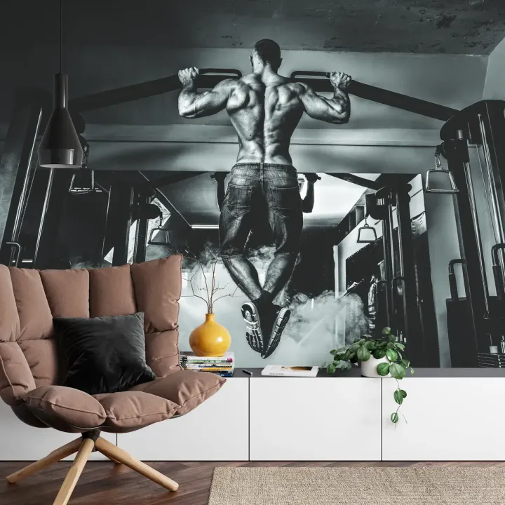 Fototapeta Kulturysta Podczas – Motywacja Sportowa na Siłownię