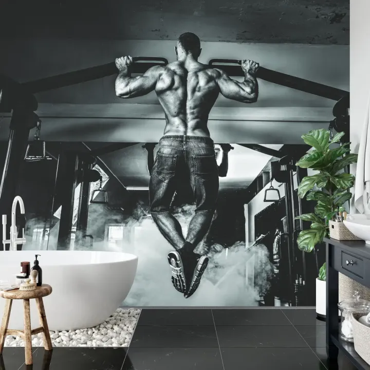 Fototapeta Kulturysta Podczas – Motywacja Sportowa na Siłownię