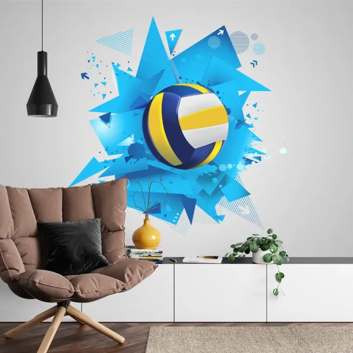 Fototapeta Piłka Siatkowa – Dynamiczna Akcja Sportowa w Geometrycznej Abstrakcji