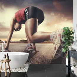 Fototapeta Biegaczka Na Drodze – Start Wyścigu i Sportowa Energia