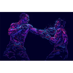 Fototapeta Abstrakcyjny Bokser – Dynamika Walki w Neonowej Iluminacji