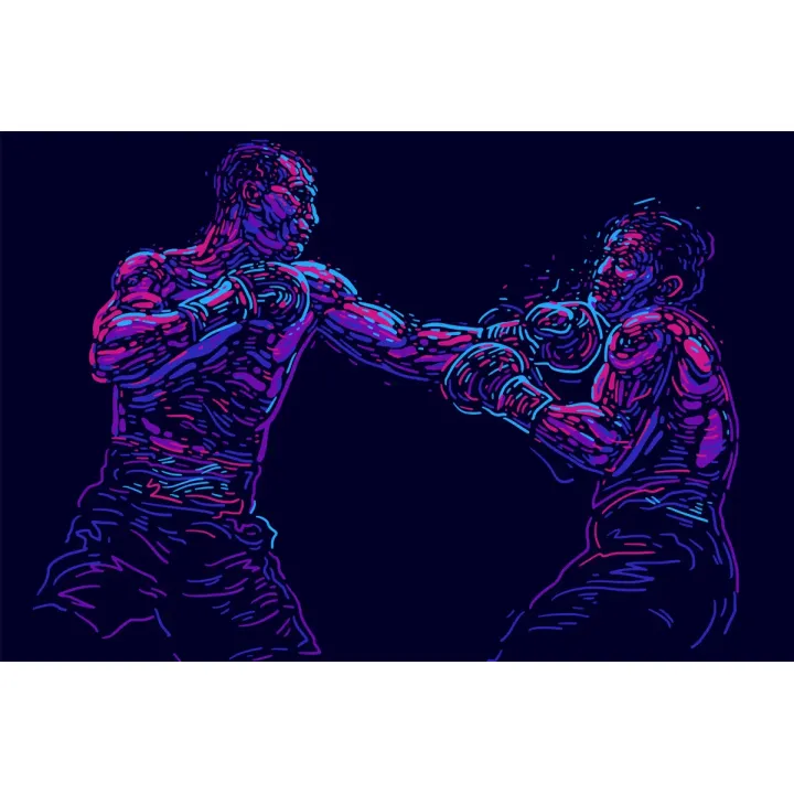 Fototapeta Abstrakcyjny Bokser – Dynamika Walki w Neonowej Iluminacji – produkt