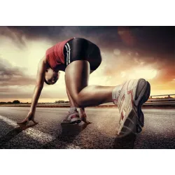 Fototapeta Biegaczka Na Drodze – Start Wyścigu i Sportowa Energia