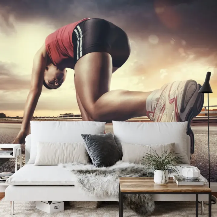 Fototapeta Biegaczka Na Drodze – Start Wyścigu i Sportowa Energia