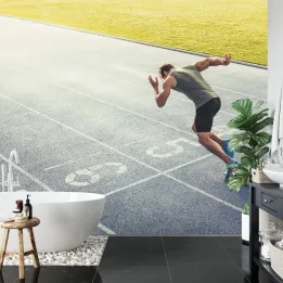 Fototapeta Sprinter Na Torze – Dynamika Biegu i Zawody Sportowe