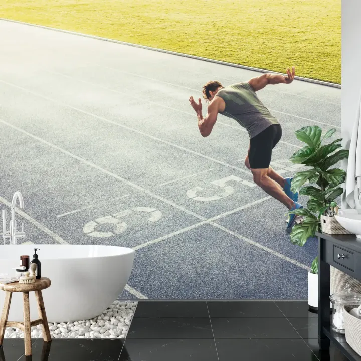 Fototapeta Sprinter Na Torze – Dynamika Biegu i Zawody Sportowe