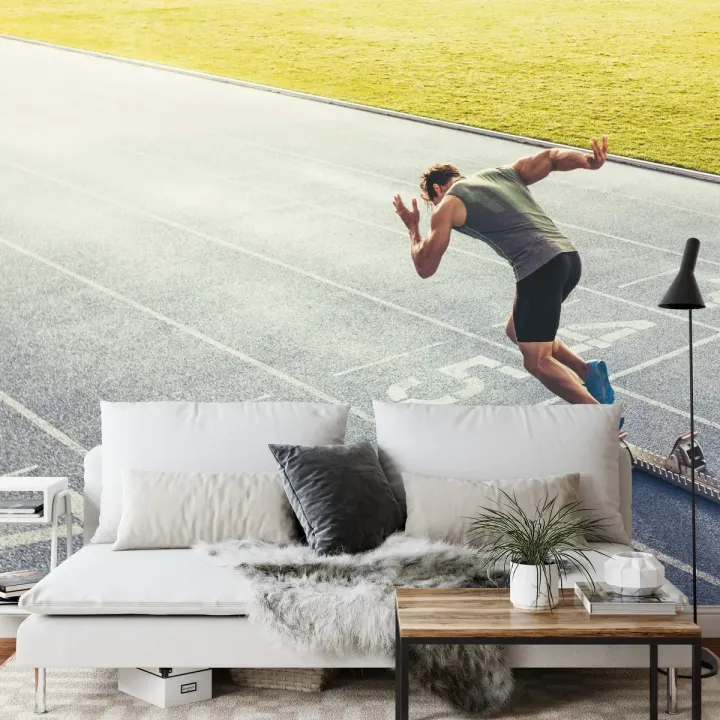Fototapeta Sprinter Na Torze – Dynamika Biegu i Zawody Sportowe