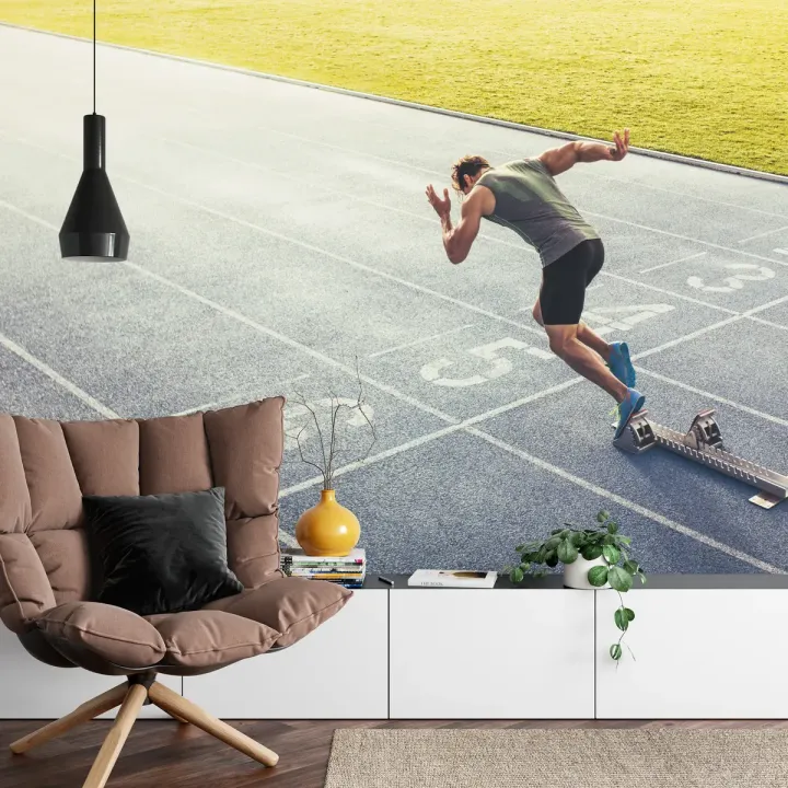 Fototapeta Sprinter Na Torze – Dynamika Biegu i Zawody Sportowe