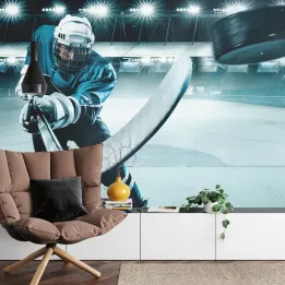 Fototapeta Hokeista – Akcja Sportowa na Lodowisku